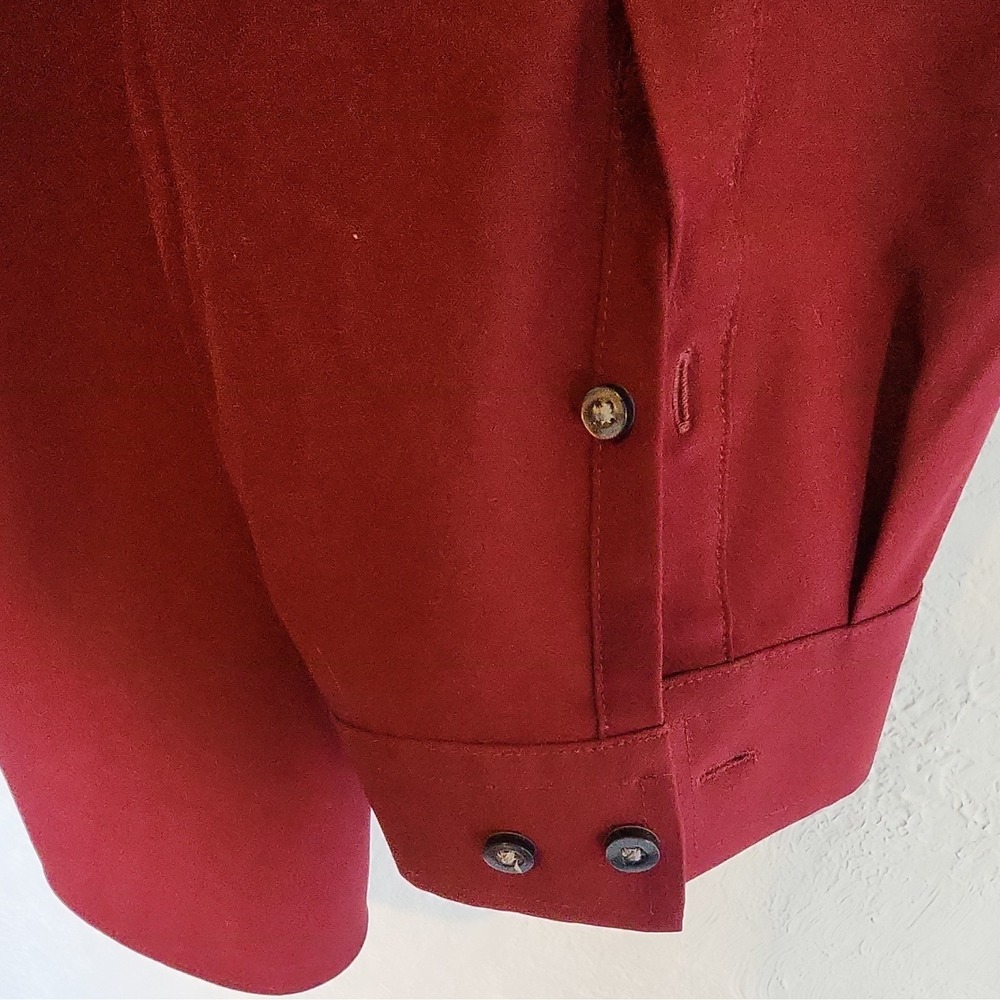 J. Ferrar Stretch Big & Tall Red Solid Dress Shirt 3XL 19-19.5 36/37 - Picture 4 of 7